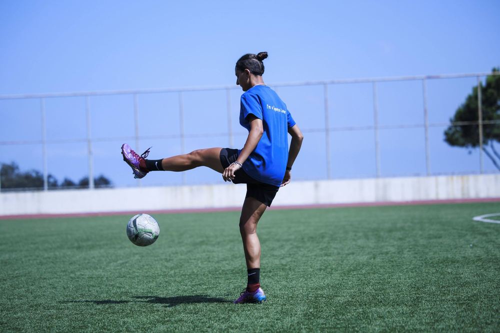 SAS student training on the football pitch
